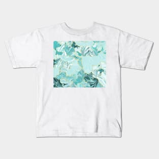 Marbled Kintsugi Teal Kids T-Shirt